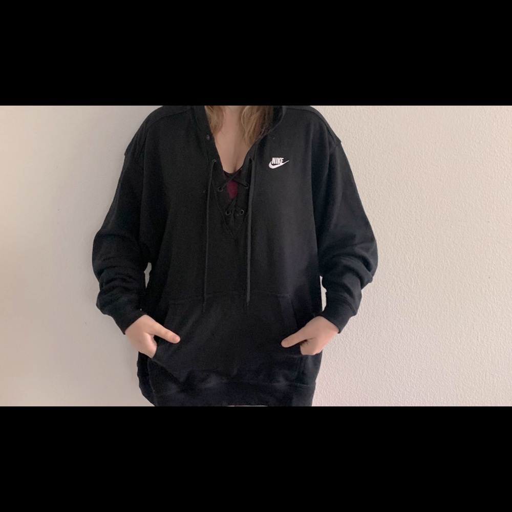 Black Criss Cross Nike Hoodie
